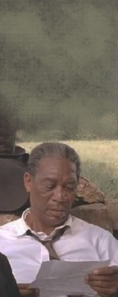 Red Reading the letter Andy in Paradise